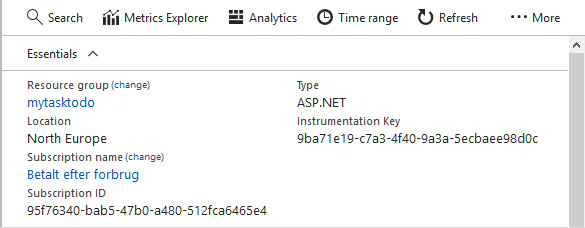 Screenshot showing how to collect application insight resource information