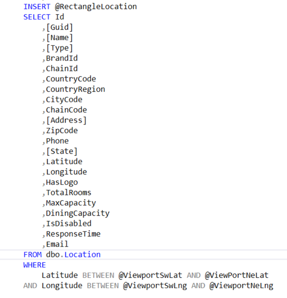 Screenshot of source code snippet displaying precise block of Location data. 